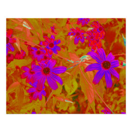 紫外カラフル、マゼンタ、赤の花 ポスター