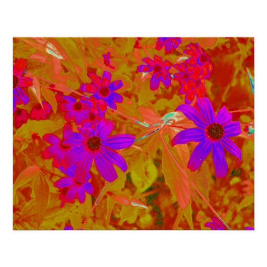 紫外カラフル、マゼンタ、赤の花 ポスター (正面)