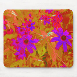 紫外カラフル、マゼンタ、赤の花 マウスパッド