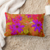 紫外カラフル、マゼンタ、赤の花 ランバークッション (ブランケット)