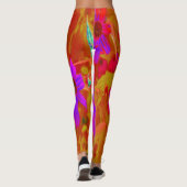 紫外カラフル、マゼンタ、赤の花 レギンス (裏面)