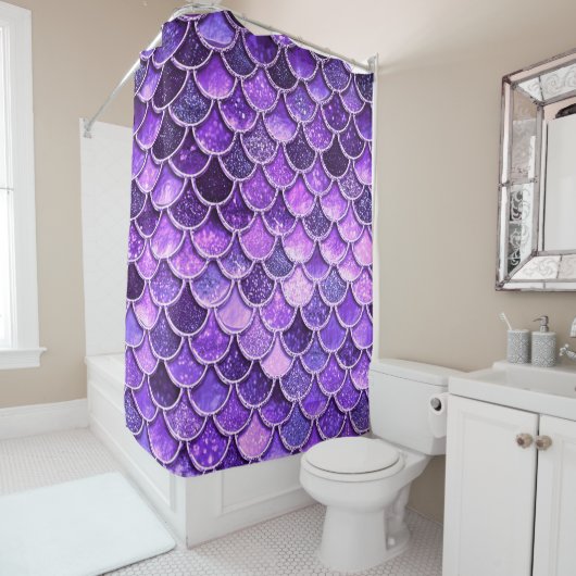 紫外グリッターの人魚のスケール シャワーカーテン (インサイチュ)