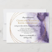 紫外モダン紫金ゴールド円結婚 招待状 (正面)