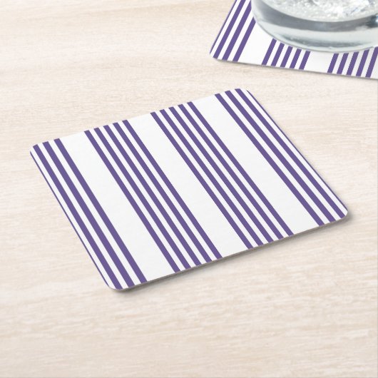 紫外線と白の5つのストライプパターン スクエアペーパーコースター (アングル)