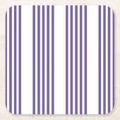 紫外線と白の5つのストライプパターン スクエアペーパーコースター (正面)