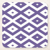 紫外線と白色のダイヤモンドパターン スクエアペーパーコースター (正面)
