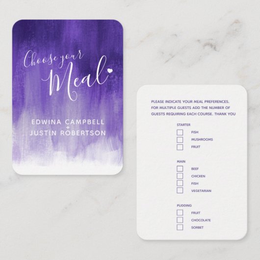 紫外線アートのウェディング食事選択カード エンクロージャーカード (正面/裏面)