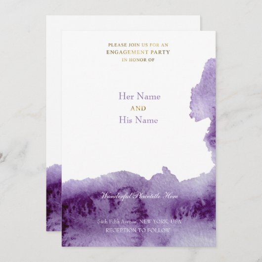 紫外線エレガントヴィンテージ水結婚色 招待状 (正面/裏面)