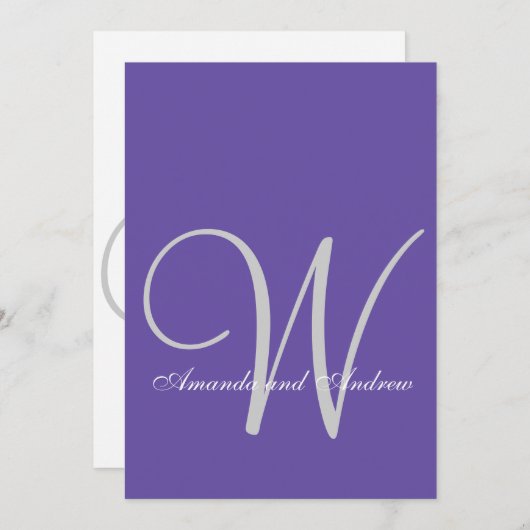 紫外線エレガント結婚式招待状イニシャル 招待状 (正面/裏面)