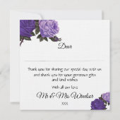 紫外線パープルバラ結婚のサンキューカード サンキューカード (裏面)