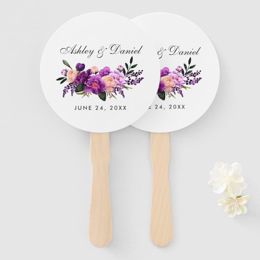 紫外線パープルフローラ結婚ズ ハンドファン (正面&裏面)