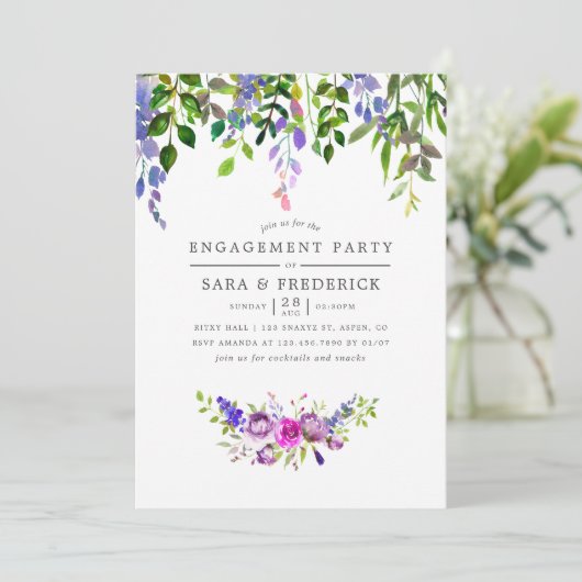 紫外線フローラ婚約パーティ招待状 招待状 (スタンド正面)