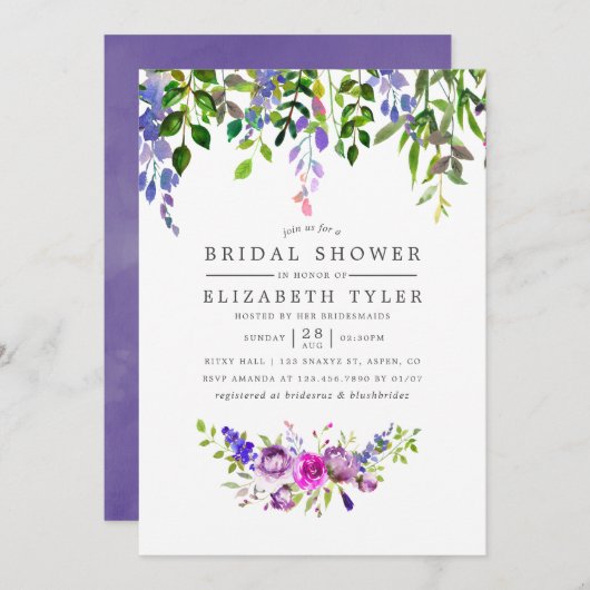 紫外線ブライダルシャワーフローラ招待状 招待状 (正面/裏面)