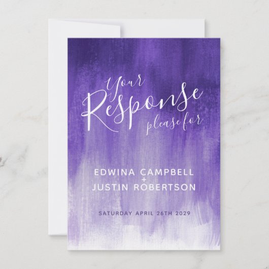 紫外線抽象モダンアートの結婚式返信RSVP 招待状 (正面)