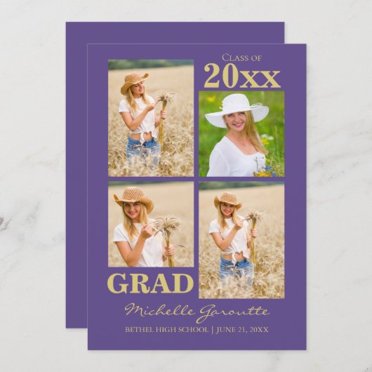 紫外線撮影卒業発表カード 案内状 (正面/裏面)