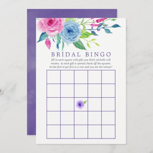 紫外線水彩フローラブライダルシャワービンゴ 招待状 (正面/裏面)