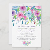 紫外線水彩フローラブライダルシャワー 招待状 (正面)