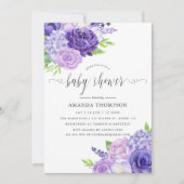 紫外線水彩フローラベビーシャワー 招待状 (正面)