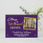 紫外線金ゴールド紙吹雪フォト卒業パーティー 招待状 (スタンド正面)