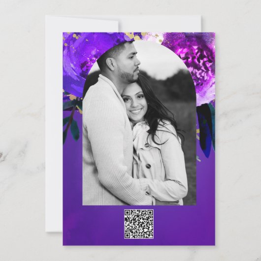 紫外鮮やか紫フローラファンタジーブライダル 招待状 (裏面)