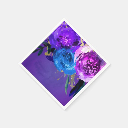 紫外鮮やか紫フローラファンタジー結婚の スタンダードカクテルナプキン (角)