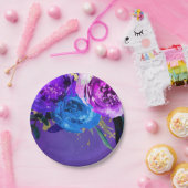 紫外鮮やか紫フローラファンタジー結婚の ペーパープレート (パーティー)