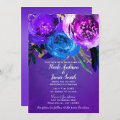 紫外鮮やか紫フローラファンタジー結婚の 招待状 (正面/裏面)