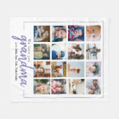 紫大写真の祖母（マザーズデイ） フリースブランケット (正面(横))