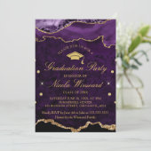 紫大理モダン石アゲート卒業パーティー 招待状 (スタンド正面)