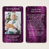 紫大理石記念写真葬式祈りの言葉カード (正面&裏面)