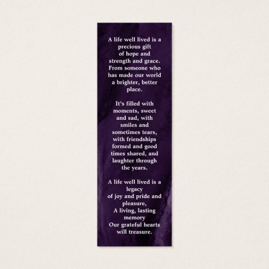 紫大理石記念葬式祈りの言葉しおり (裏面)