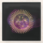 紫天日と月 ガラスコースター (正面)