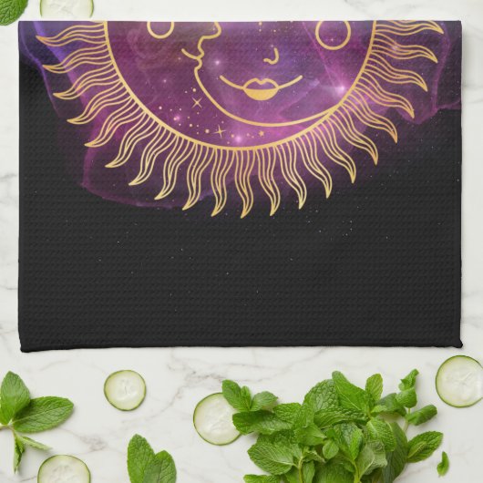 紫天日と月 キッチンタオル (折り畳み)