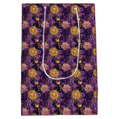 紫天空フローラ太陽の月と星 ミディアムペーパーバッグ (裏面)