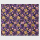 紫天空フローラ太陽の月と星 ラッピングペーパー (フラット)