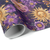 紫天空フローラ太陽の月と星 ラッピングペーパー (ロールコーナー)