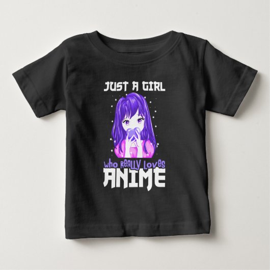 紫好きなアニメ大好きガール ベビーTシャツ (正面)
