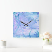 紫威厳があると青の水彩 スクエア壁時計 (ホーム)