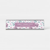 紫威厳のあるフローラ | カスタマイズ デスクネームプレート (正面)