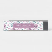 紫威厳のあるフローラ | カスタマイズ デスクネームプレート (正面)