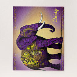 紫威厳のある象(金ゴールド渦巻き) ジグソーパズル