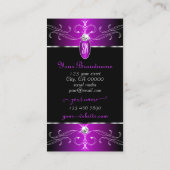 紫威厳のある黒のオーナメント華美イニシャル 名刺 (裏面)