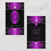 紫威厳のある黒オーナメントモノグラ華美ム 名刺 (正面/裏面)