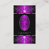 紫威厳のある黒オーナメントモノグラ華美ム 名刺 (正面)