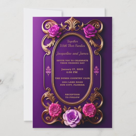 紫威厳のある 案内状 (正面)