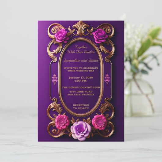 紫威厳のある 案内状 (スタンド正面)