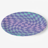 紫市松模様に青グラデーショグラデーションン ペーパープレート (アングル)
