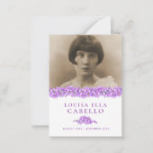 紫忘れノツ写真詩の葬儀カード ノートカード (正面)