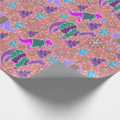 紫恐竜クリスマスラッピング紙 ラッピングペーパー (角)