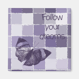 紫感動的の夢後を追の蝶 マグネット